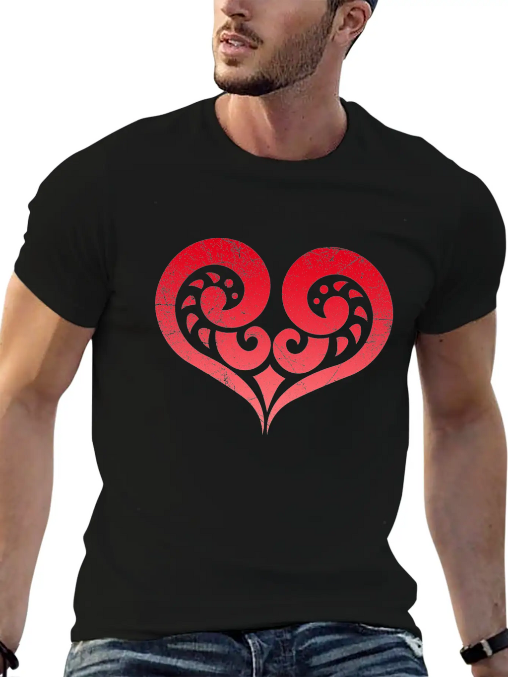 Maori Koru Love Heart Tribal Tattoo Gift Idea Stylish Everyday T-Shirt – Unisex Basic Cotton Tee