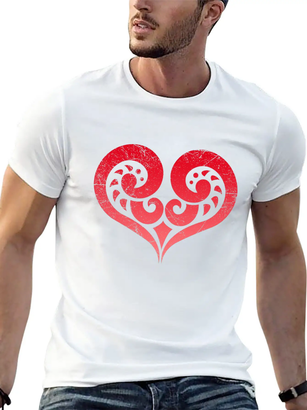 Maori Koru Love Heart Tribal Tattoo Gift Idea Stylish Everyday T-Shirt – Unisex Basic Cotton Tee