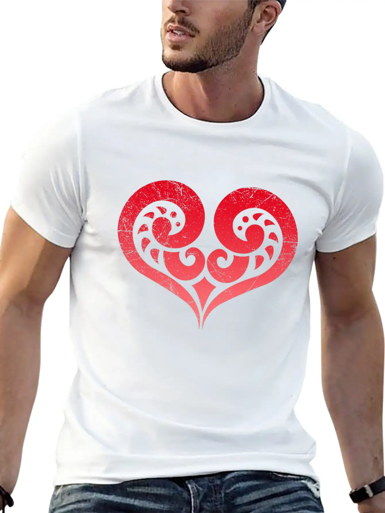 Maori Koru Love Heart Tribal Tattoo Gift Idea Stylish Everyday T-Shirt – Unisex Basic Cotton Tee