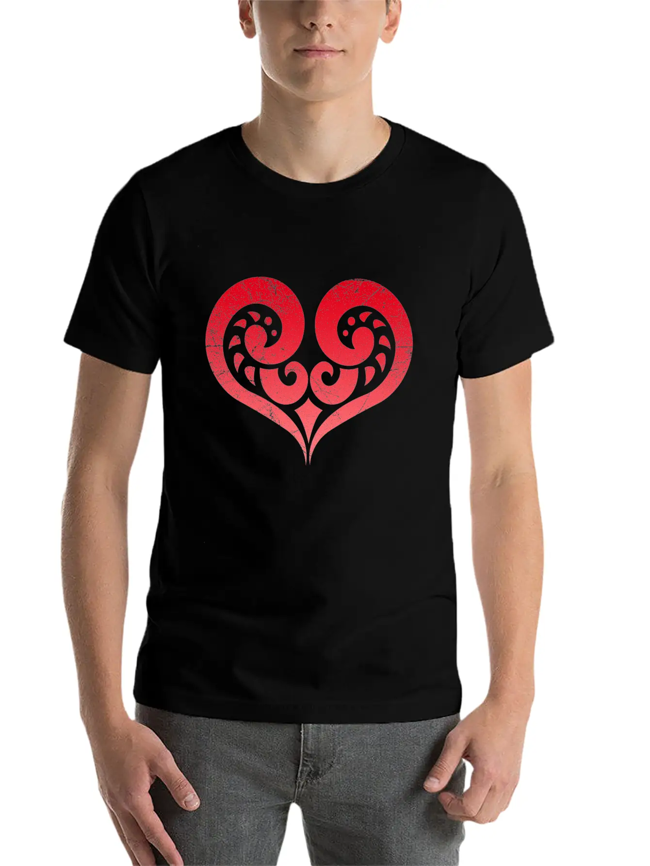 Maori Koru Love Heart Tribal Tattoo Gift Idea Stylish Everyday T-Shirt – Unisex Basic Cotton Tee