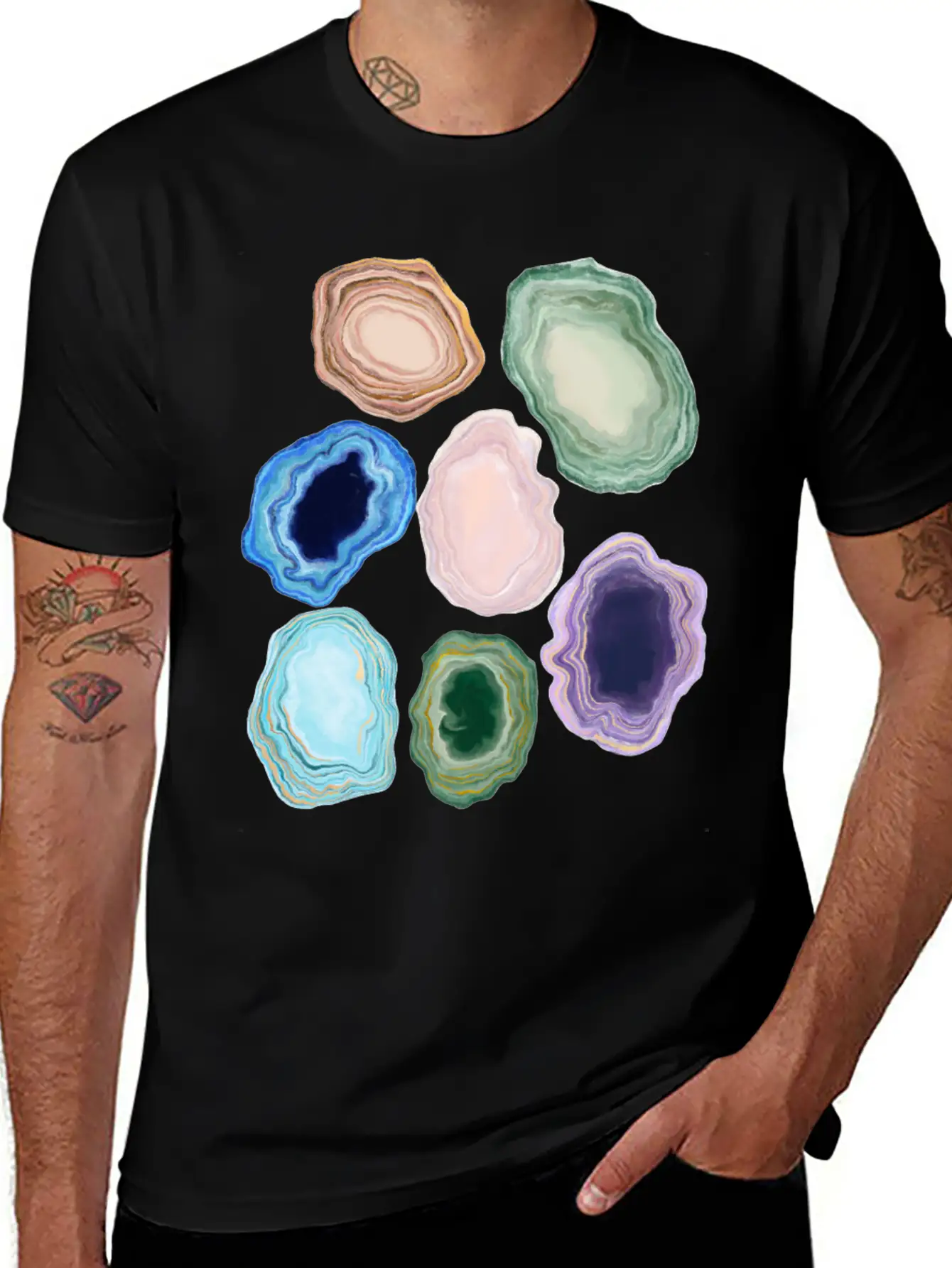 Marbleized Geode Stone Relaxed Everyday Tee – Lightweight And Durable Cotton