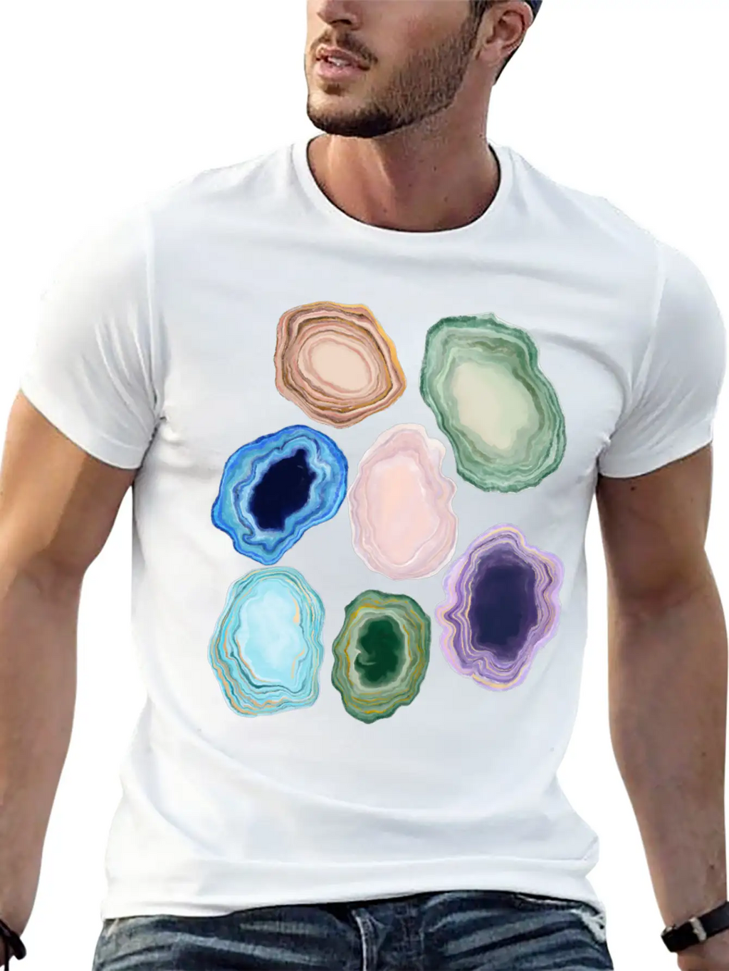 Marbleized Geode Stone Relaxed Everyday Tee – Lightweight And Durable Cotton