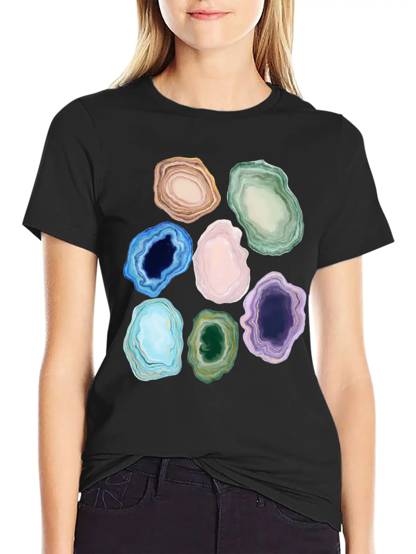 Marbleized Geode Stone Relaxed Everyday Tee – Lightweight And Durable Cotton