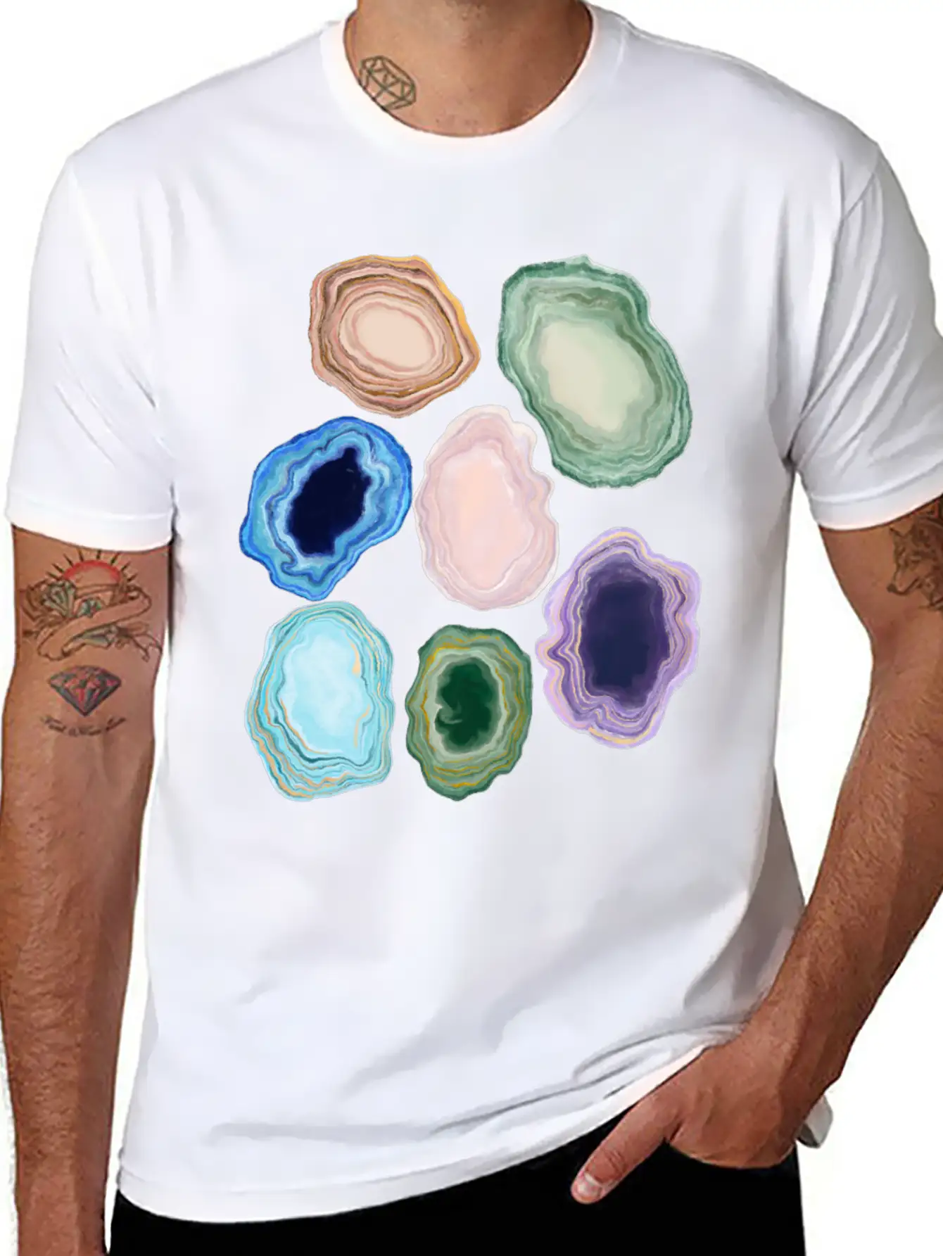 Marbleized Geode Stone Relaxed Everyday Tee – Lightweight And Durable Cotton