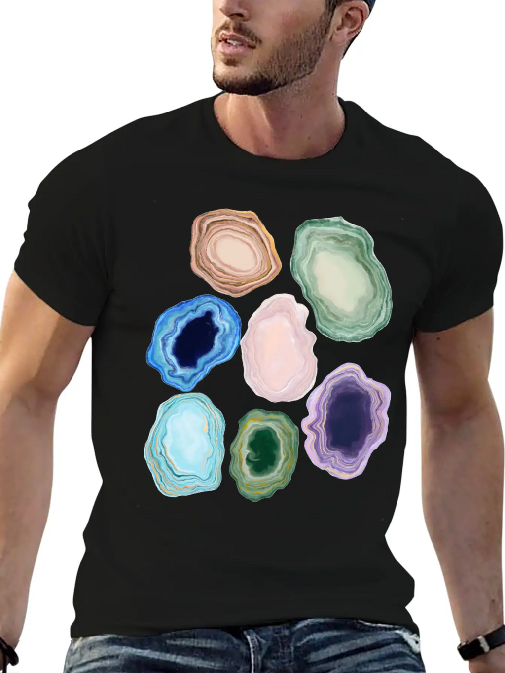 Marbleized Geode Stone Relaxed Everyday Tee – Lightweight And Durable Cotton