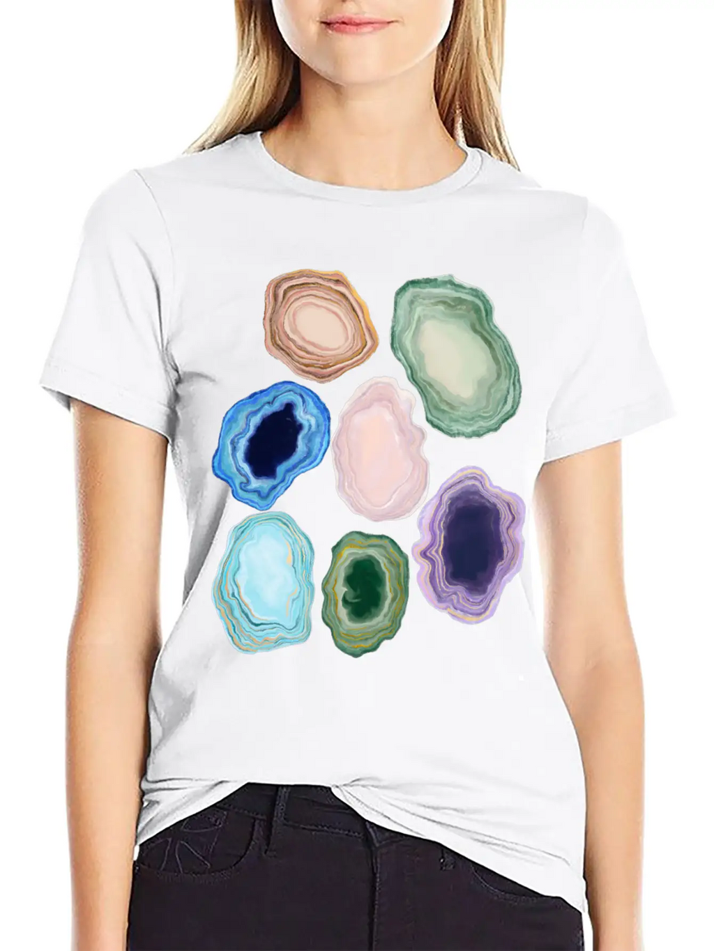 Marbleized Geode Stone Relaxed Everyday Tee – Lightweight And Durable Cotton
