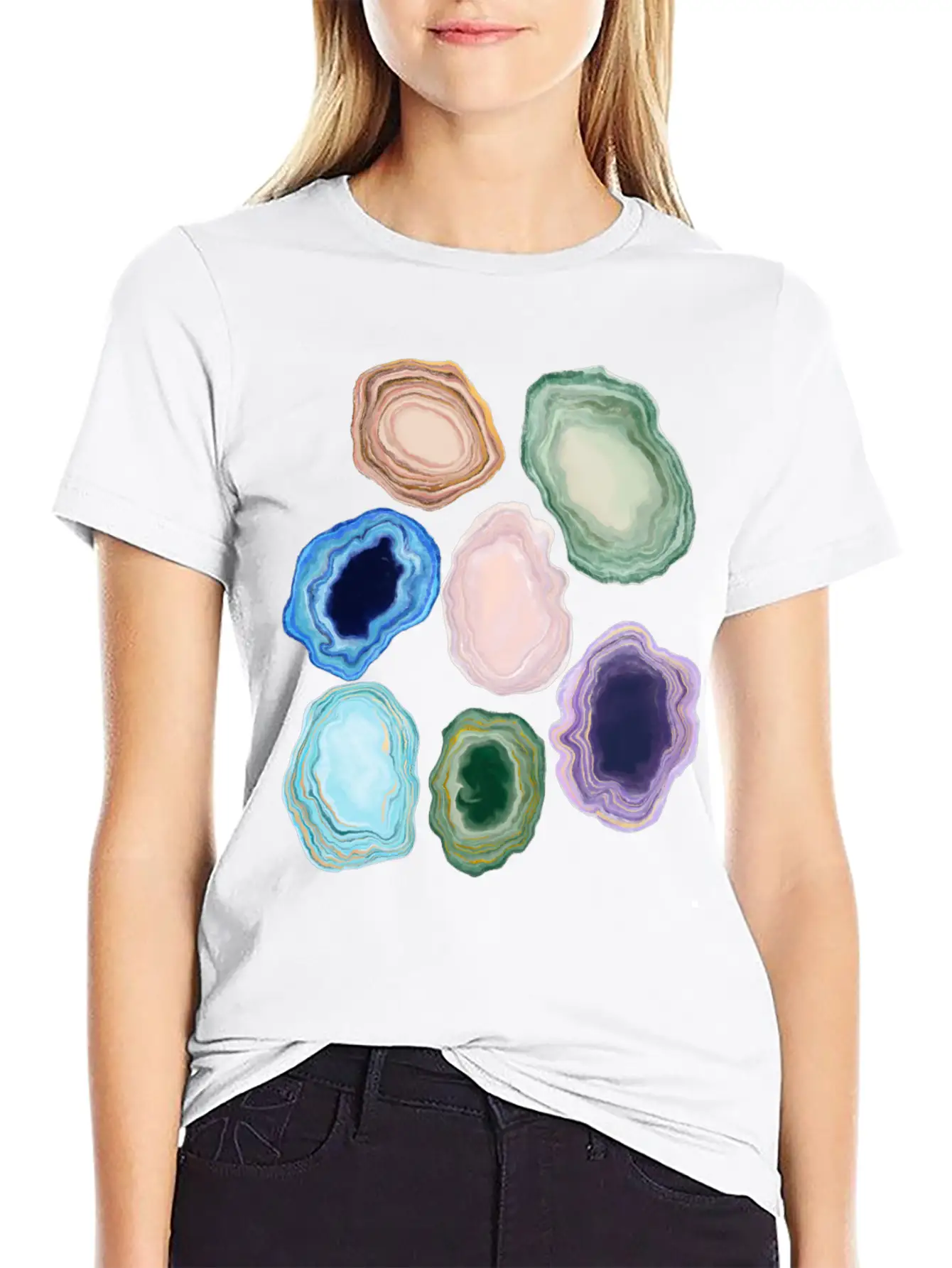 Marbleized Geode Stone Relaxed Everyday Tee – Lightweight And Durable Cotton