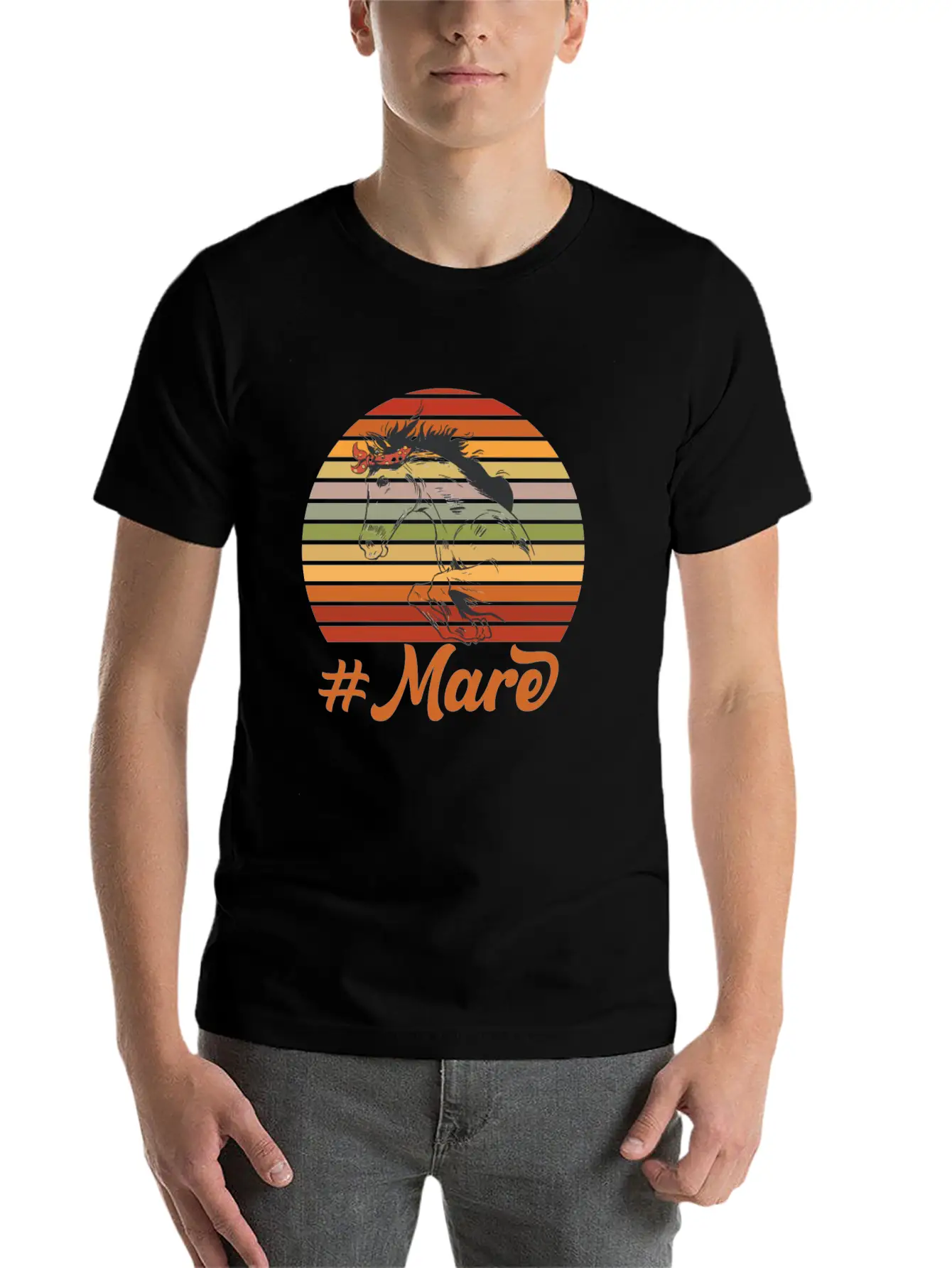 #MARE Motif For Horse Owners & Riders Modern Fit Casual T-Shirt – Clean And Versatile Design