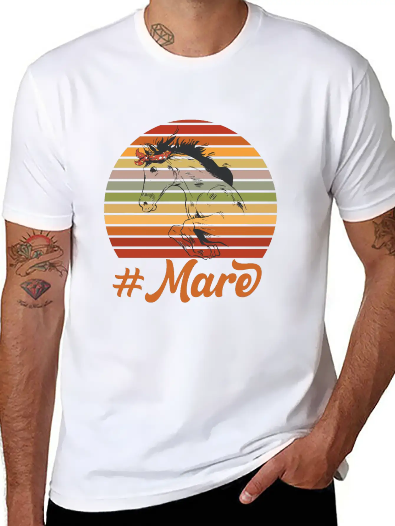 #MARE Motif For Horse Owners & Riders Modern Fit Casual T-Shirt – Clean And Versatile Design