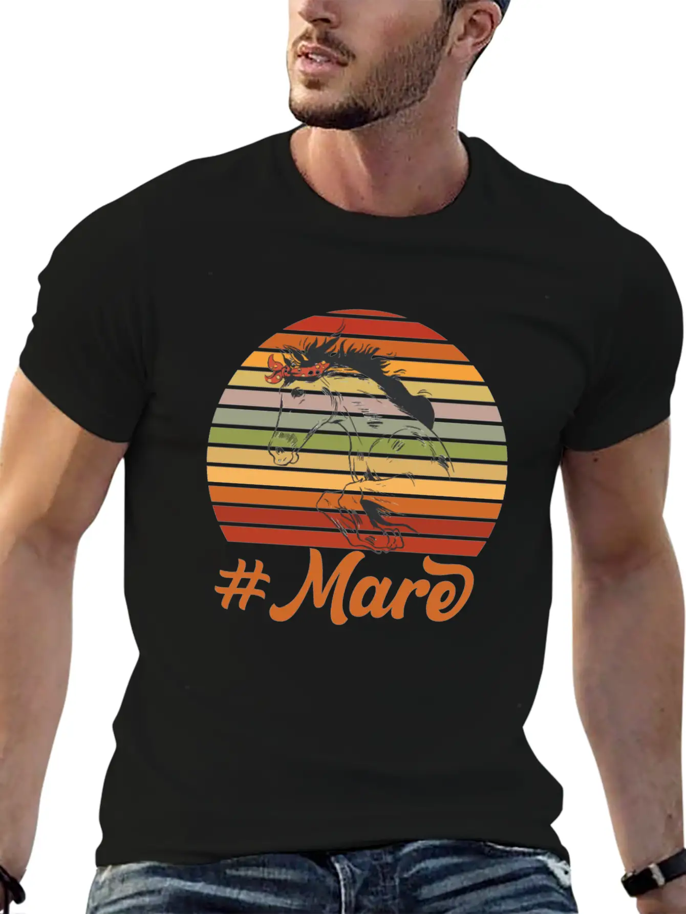 #MARE Motif For Horse Owners & Riders Modern Fit Casual T-Shirt – Clean And Versatile Design
