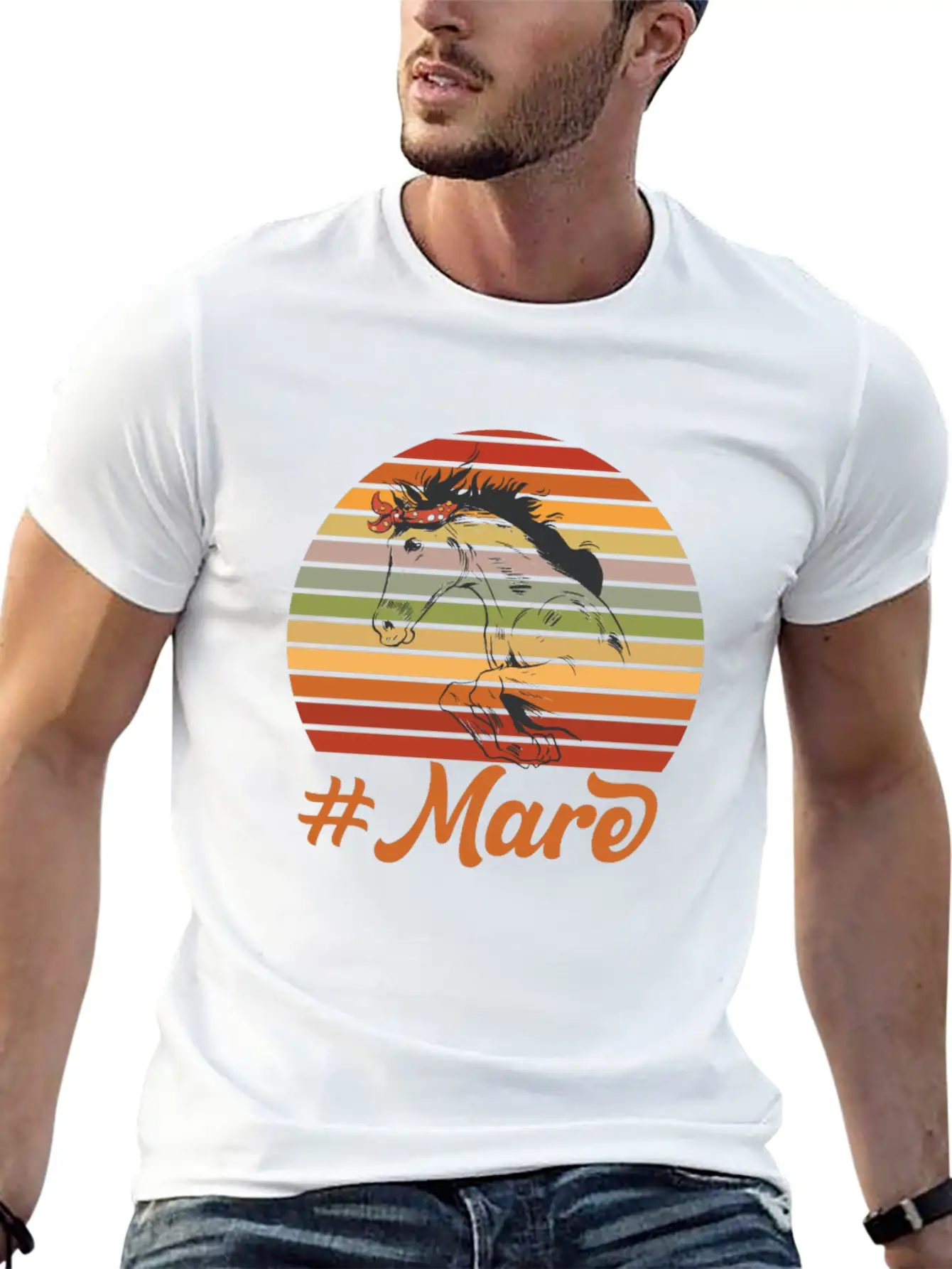 #MARE Motif For Horse Owners & Riders Modern Fit Casual T-Shirt – Clean And Versatile Design