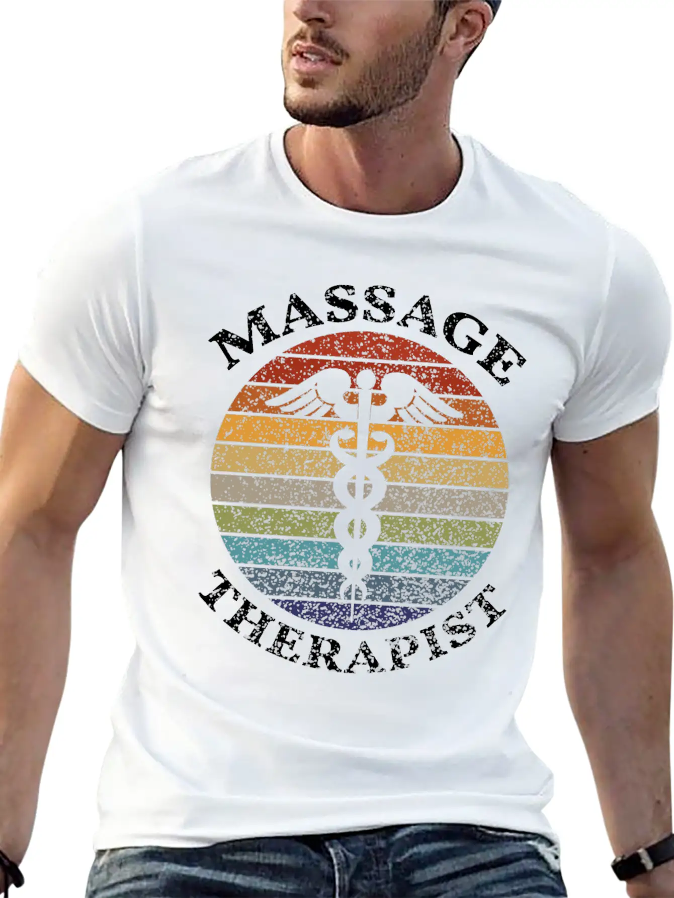 Massage Therapy - Massage Therapist Vintage Sunset Unisex Casual T-Shirt – Clean Design For Daily Comfort