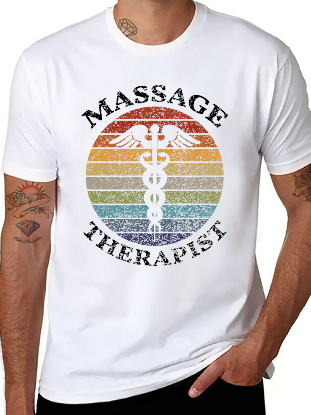 Massage Therapy - Massage Therapist Vintage Sunset Unisex Casual T-Shirt – Clean Design For Daily Comfort