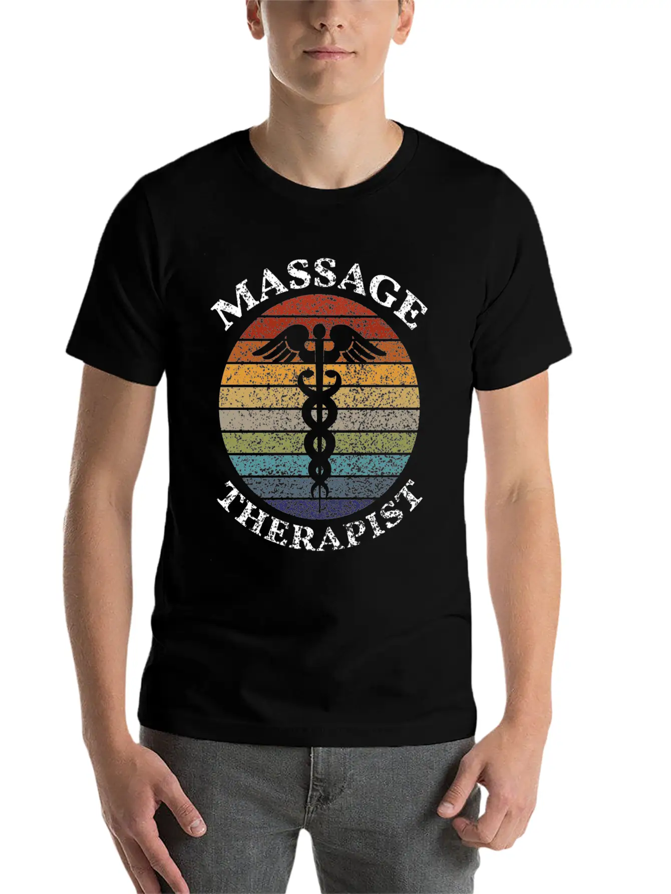 Massage Therapy - Massage Therapist Vintage Sunset Unisex Casual T-Shirt – Clean Design For Daily Comfort