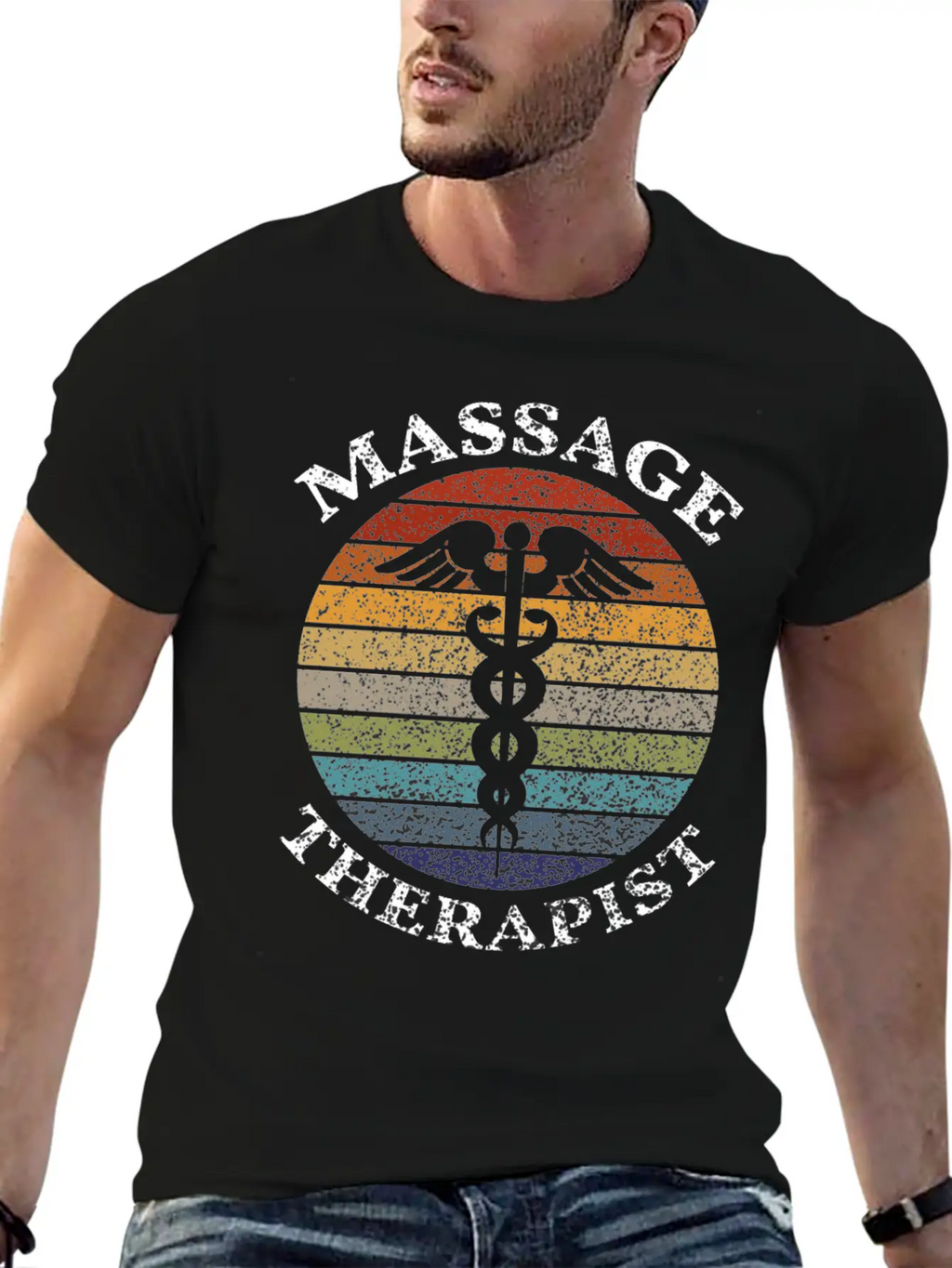 Massage Therapy - Massage Therapist Vintage Sunset Unisex Casual T-Shirt – Clean Design For Daily Comfort