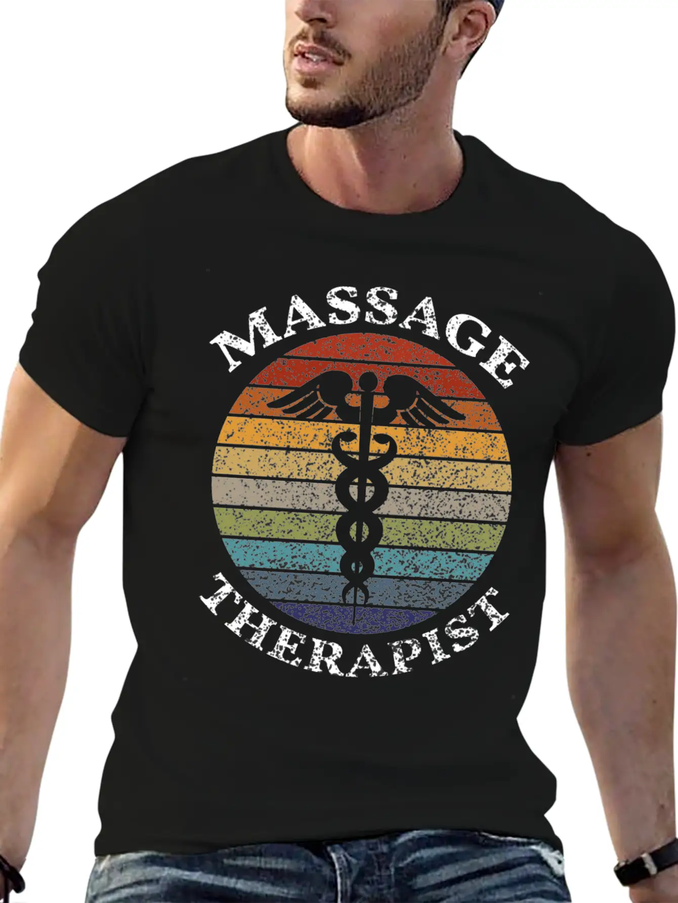 Massage Therapy - Massage Therapist Vintage Sunset Unisex Casual T-Shirt – Clean Design For Daily Comfort