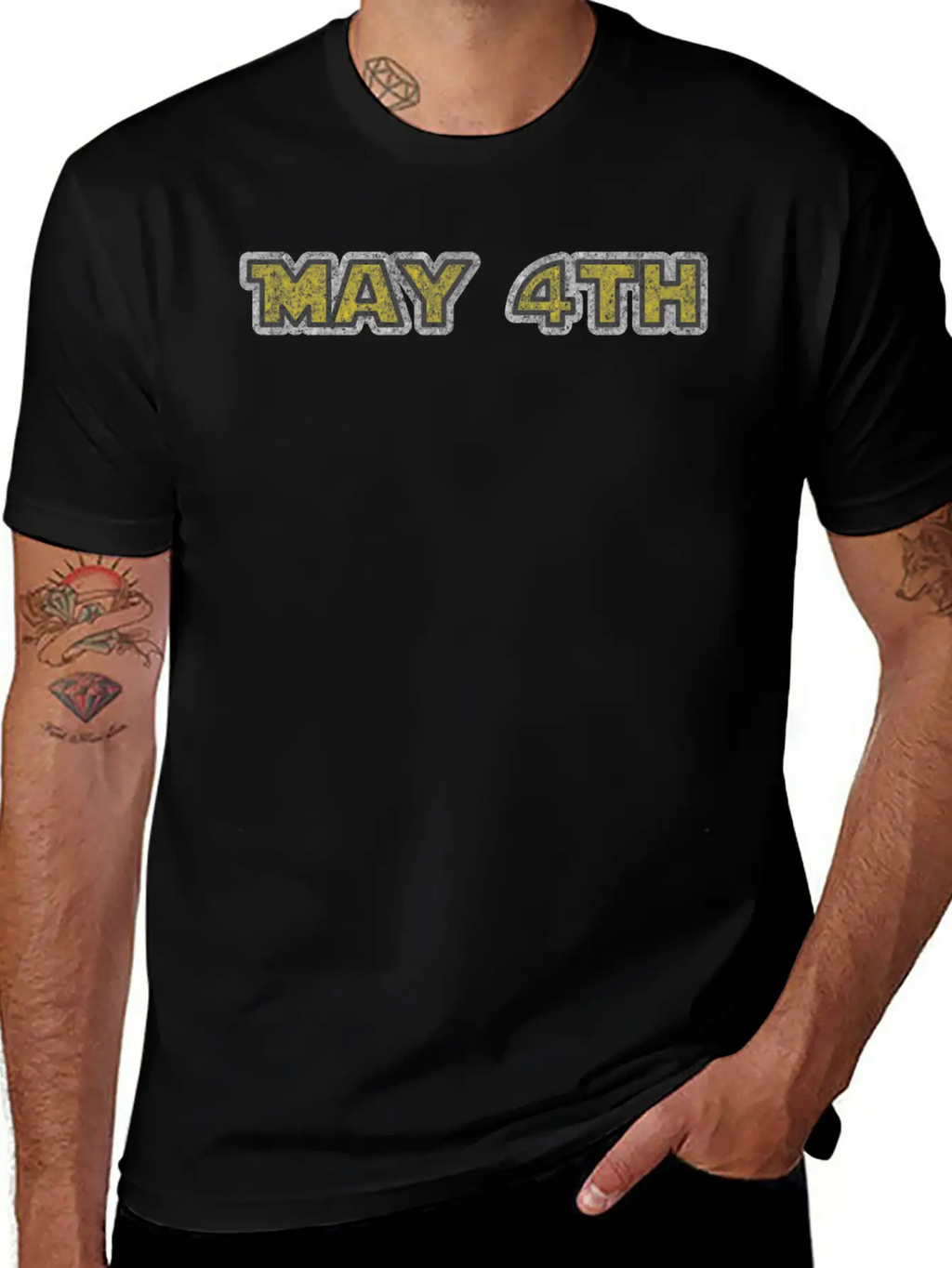 May 4th Yellow Grunge Breathable Graphic T-Shirt – Perfect For Casual Days