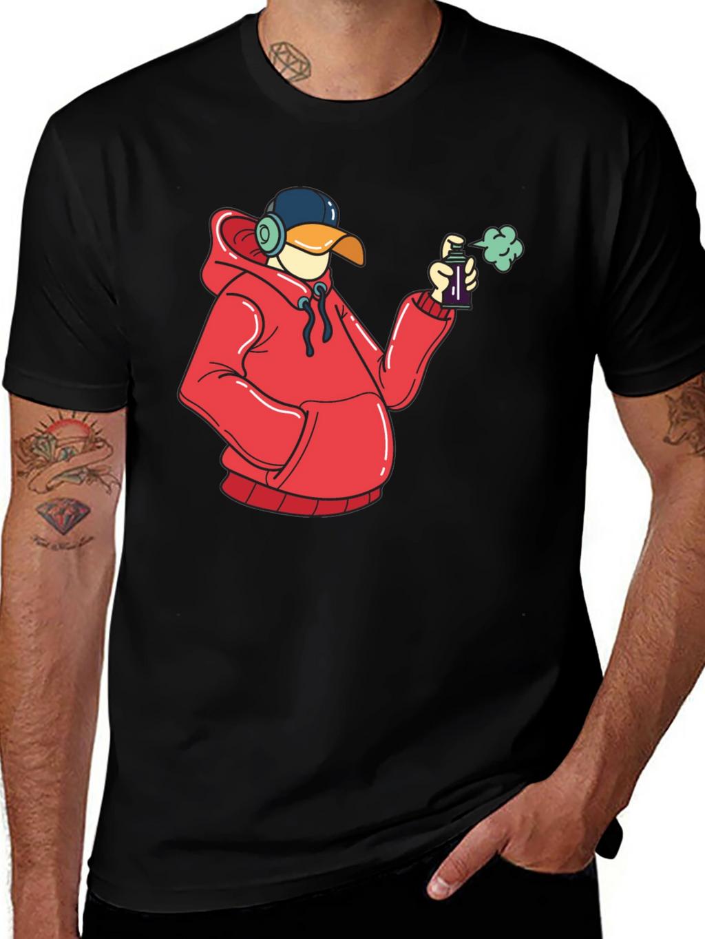 Duck Graffiti Artist Black T-Shirt
