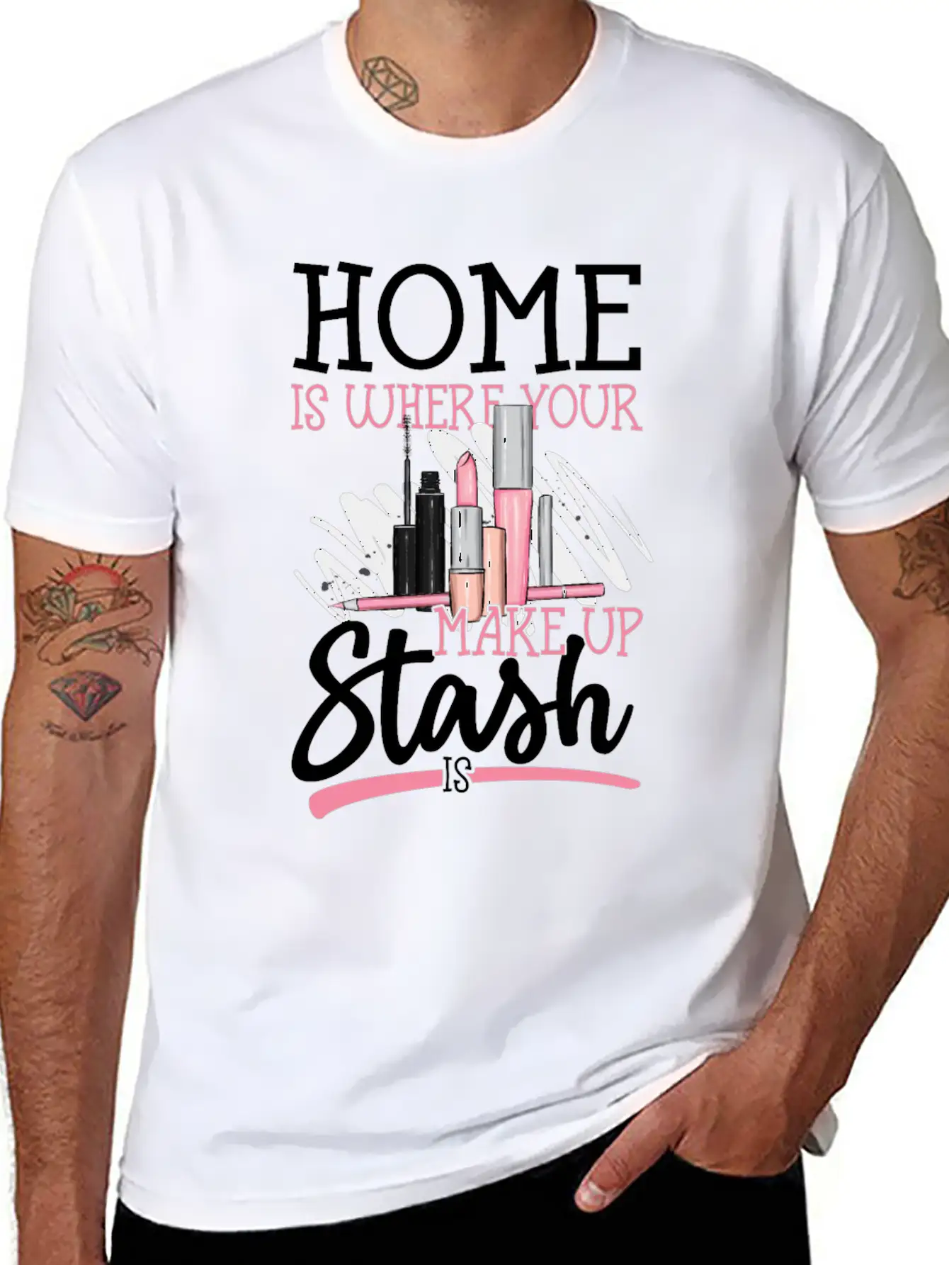 Me Is Where Your Makeup Stash Is Design For A Relaxed Everyday Tee – Lightweight And Durable Cotton