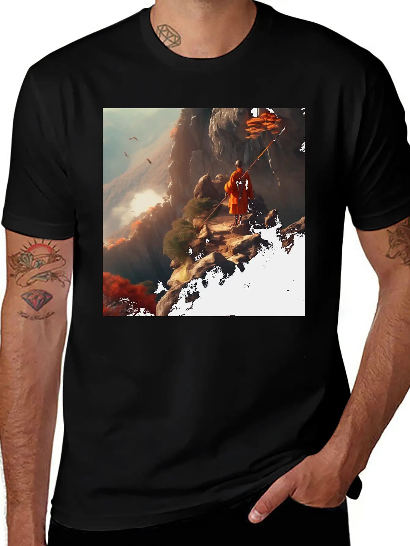 Meditating Monk Stylish Everyday T-Shirt – Unisex Basic Cotton Tee