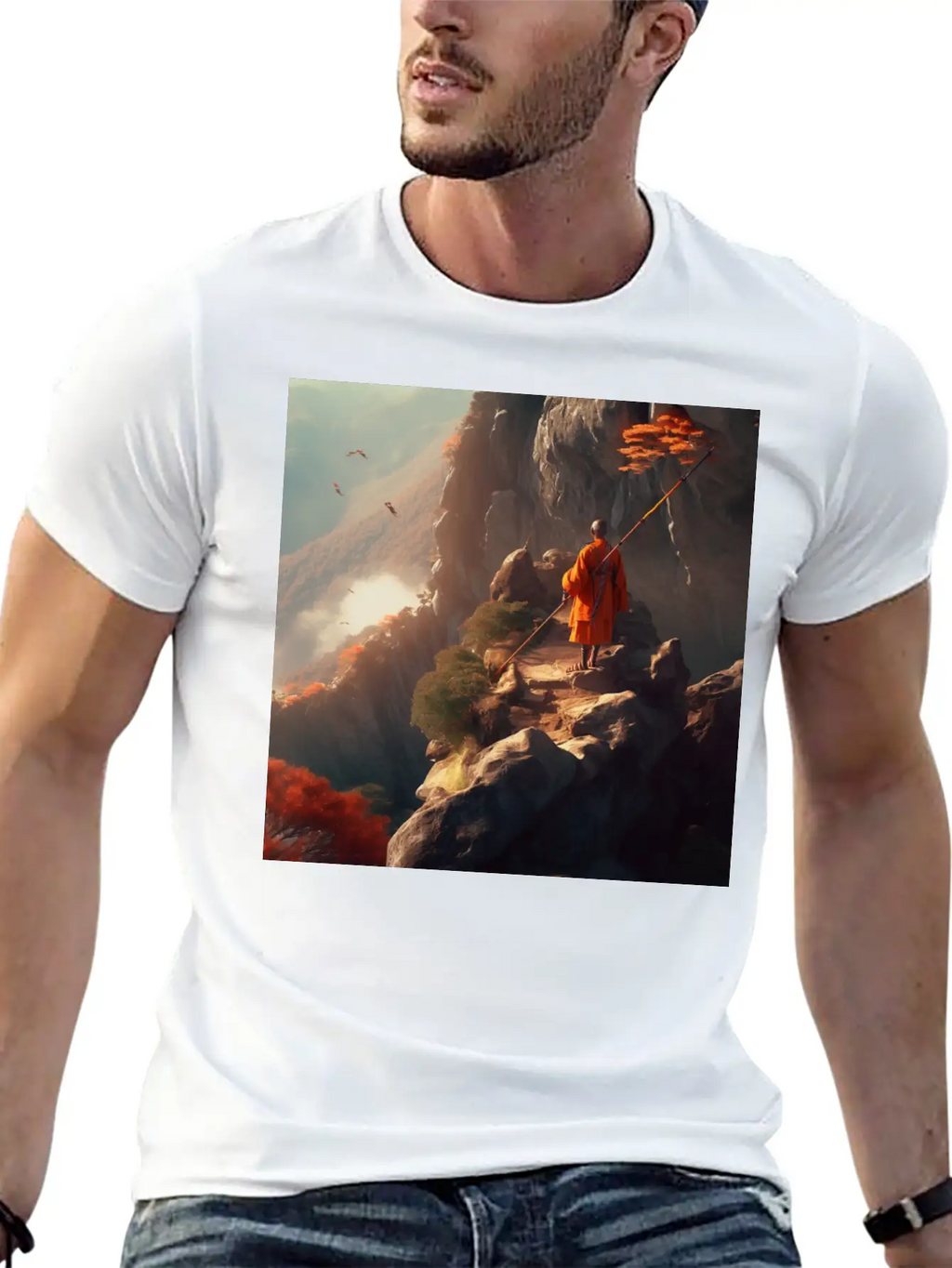 Meditating Monk Stylish Everyday T-Shirt – Unisex Basic Cotton Tee