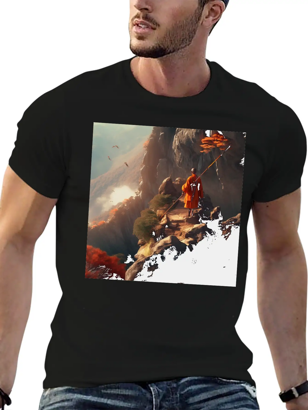 Meditating Monk Stylish Everyday T-Shirt – Unisex Basic Cotton Tee