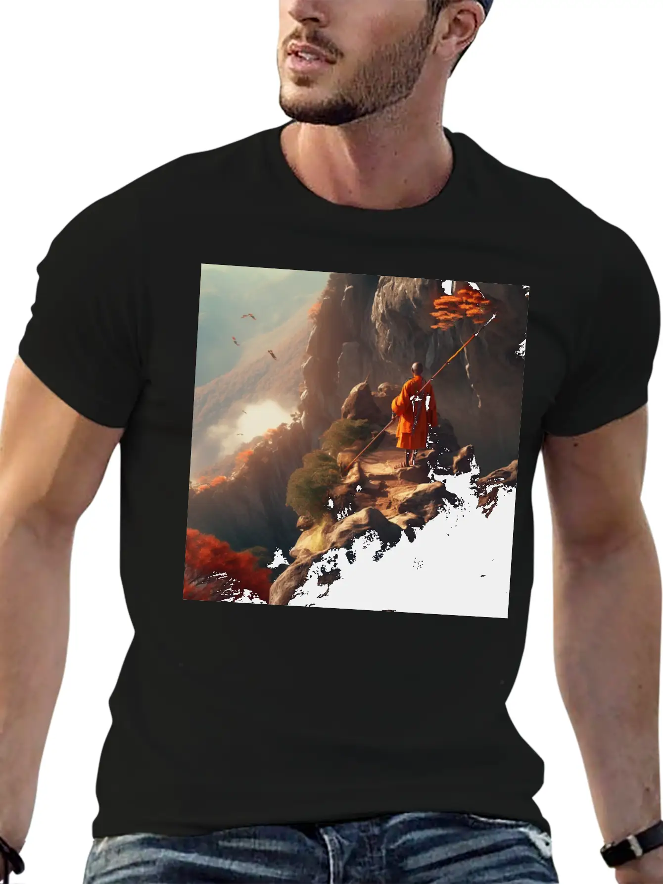 Meditating Monk Stylish Everyday T-Shirt – Unisex Basic Cotton Tee