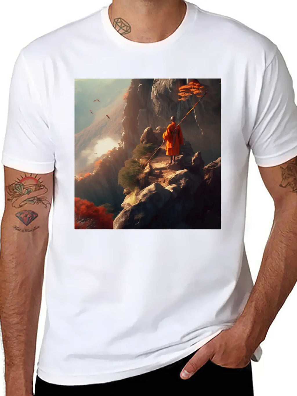 Meditating Monk Stylish Everyday T-Shirt – Unisex Basic Cotton Tee