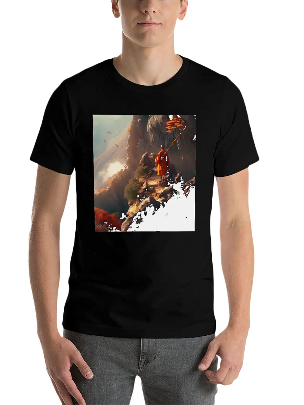 Meditating Monk Stylish Everyday T-Shirt – Unisex Basic Cotton Tee