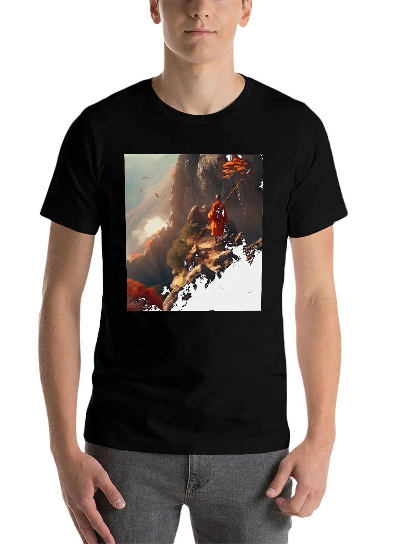 Meditating Monk Stylish Everyday T-Shirt – Unisex Basic Cotton Tee