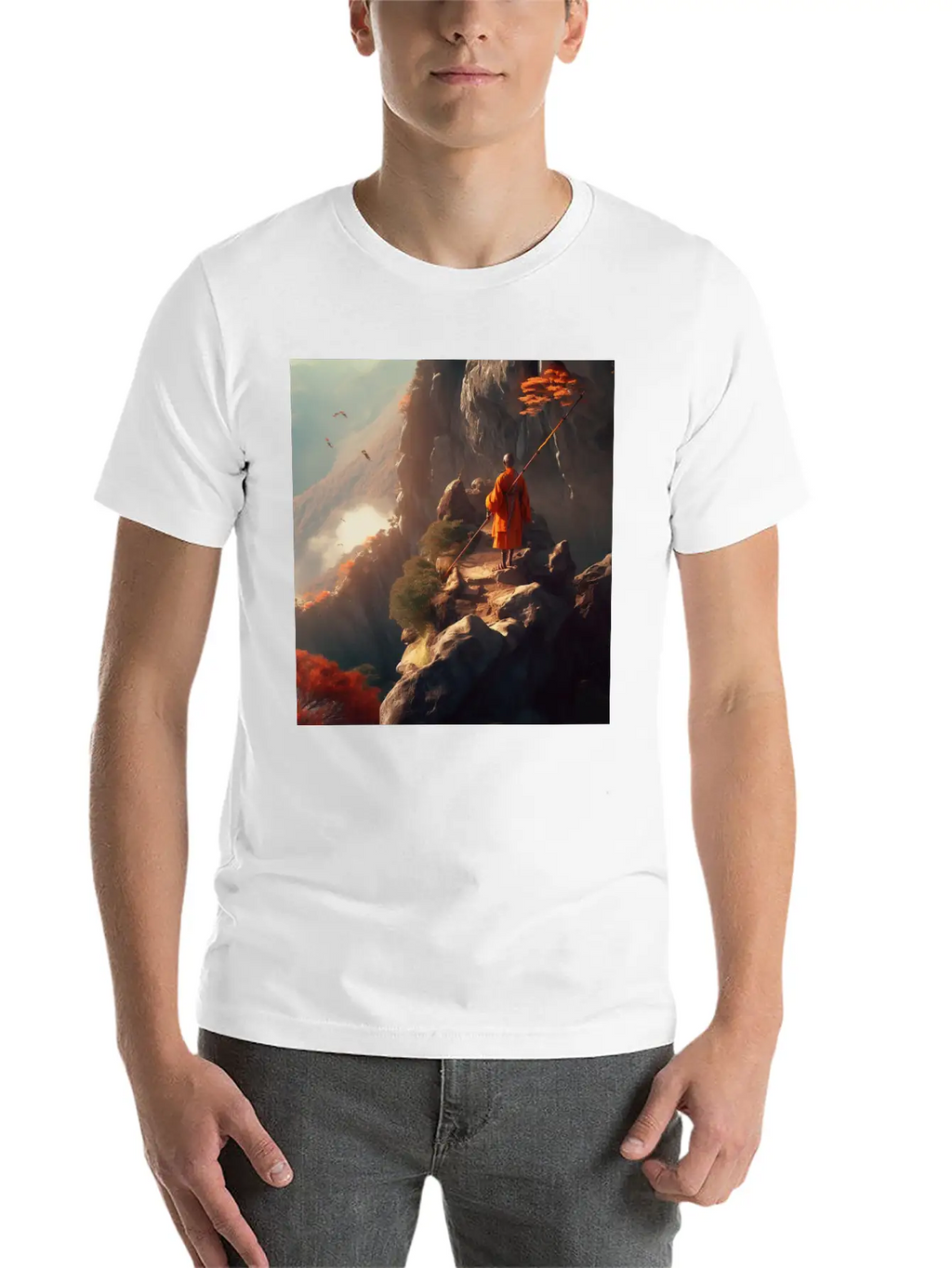 Meditating Monk Stylish Everyday T-Shirt – Unisex Basic Cotton Tee