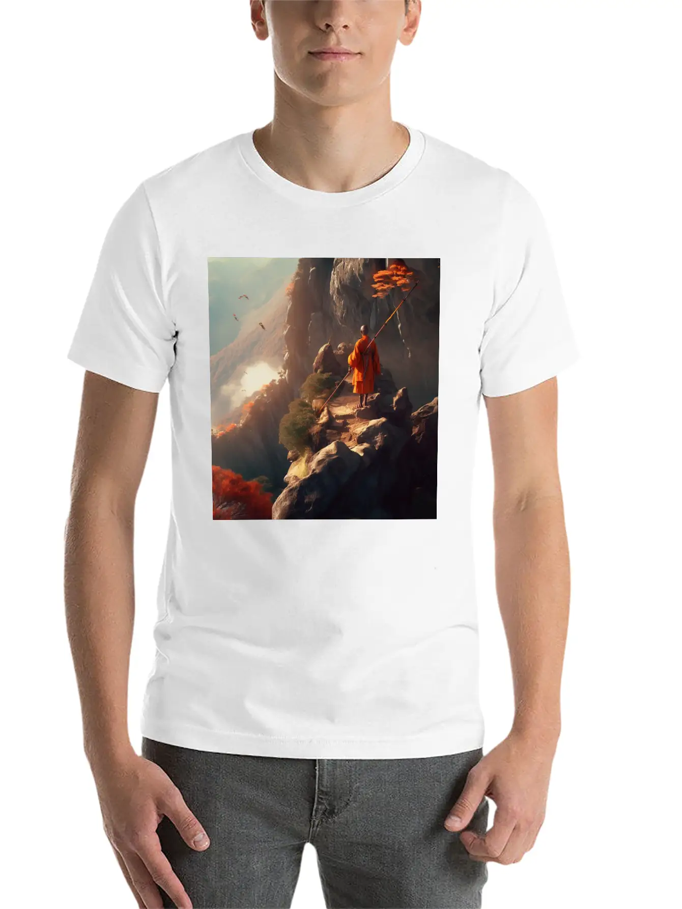 Meditating Monk Stylish Everyday T-Shirt – Unisex Basic Cotton Tee