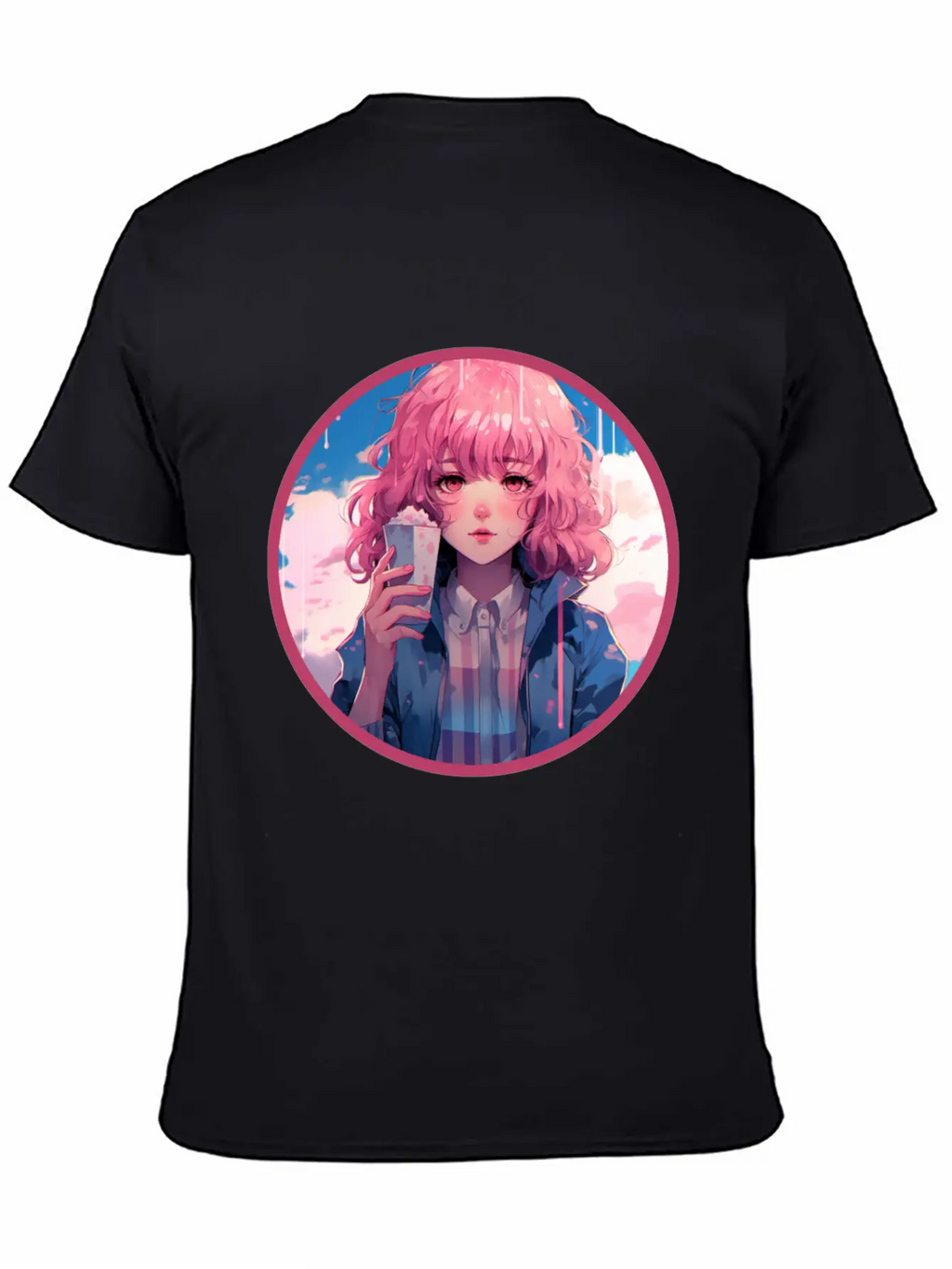 Melting Ice Cream Anime Girl Vaporwave Digital Stylish Everyday T-Shirt – Unisex Basic Cotton Tee