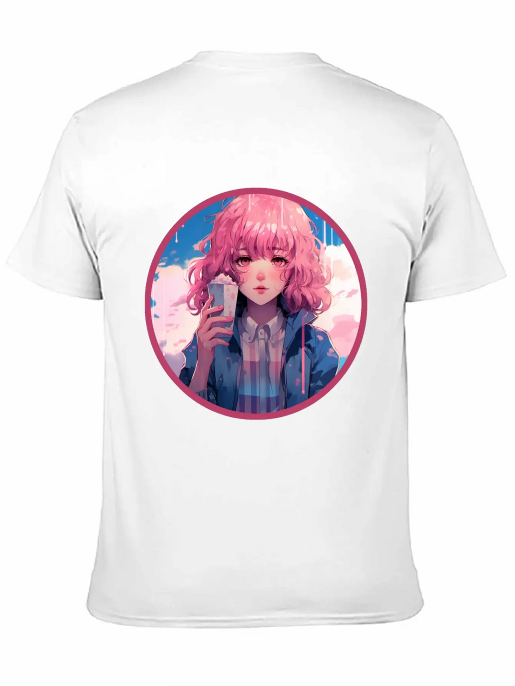 Melting Ice Cream Anime Girl Vaporwave Digital Stylish Everyday T-Shirt – Unisex Basic Cotton Tee