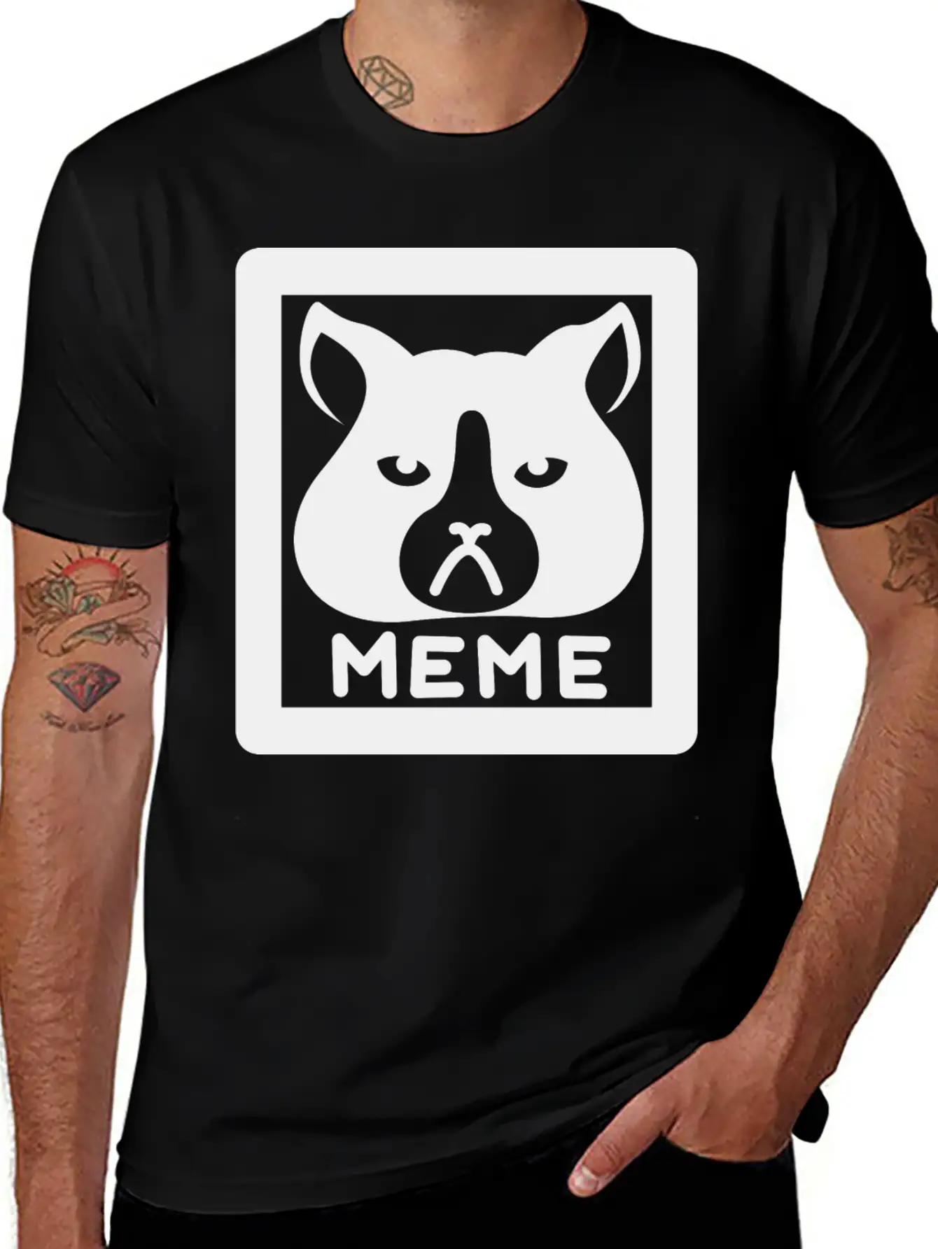 Meme Cat Breathable Graphic T-Shirt – Perfect For Casual Days