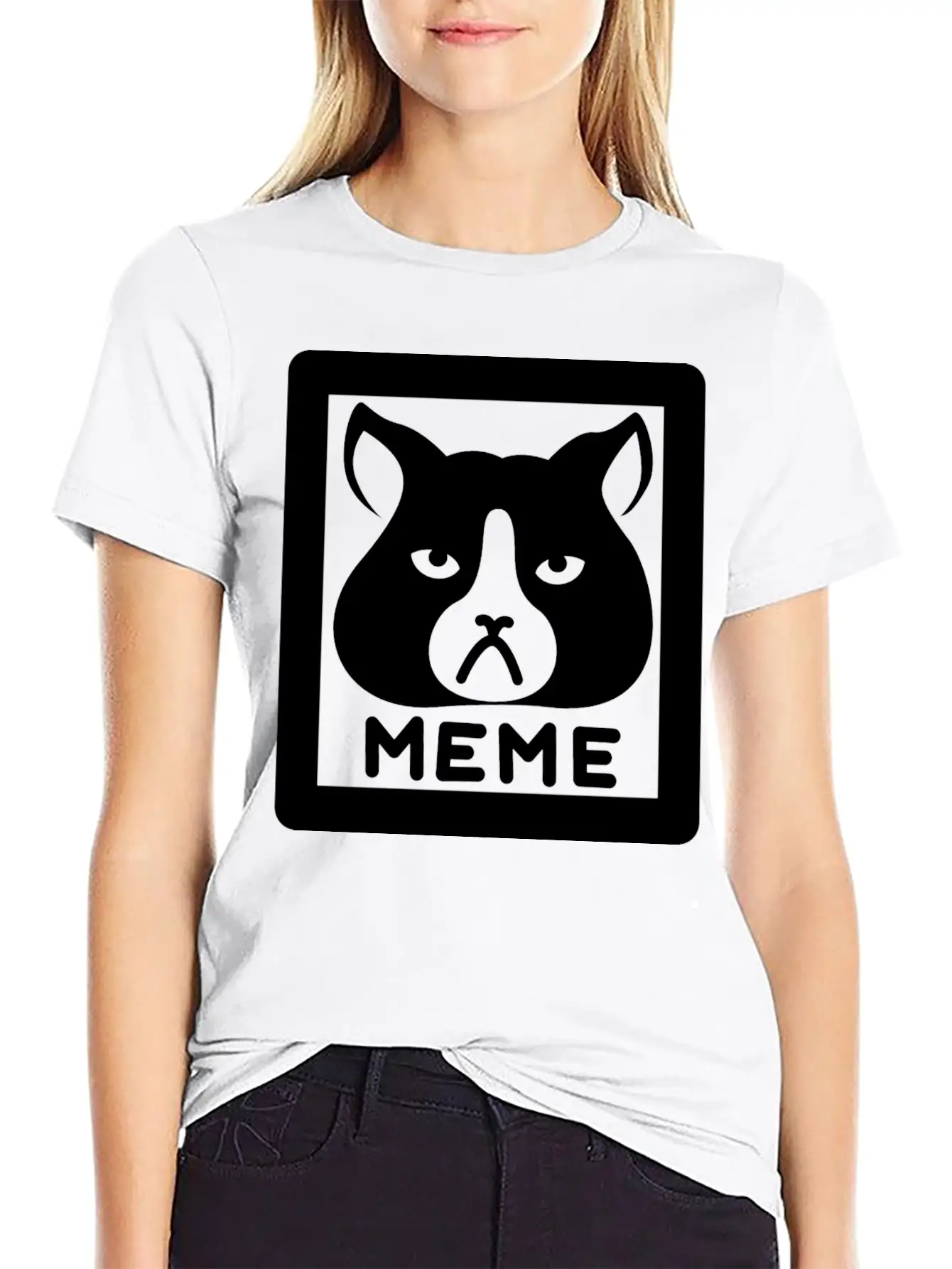 Meme Cat Breathable Graphic T-Shirt – Perfect For Casual Days