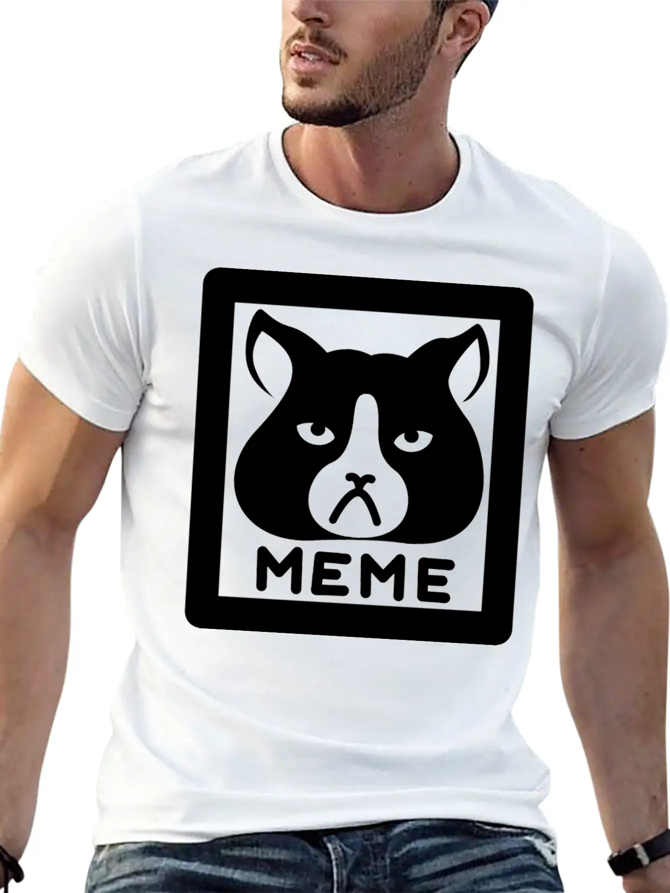 Meme Cat Breathable Graphic T-Shirt – Perfect For Casual Days