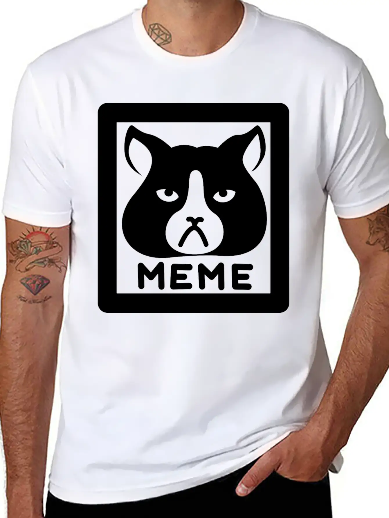 Meme Cat Breathable Graphic T-Shirt – Perfect For Casual Days