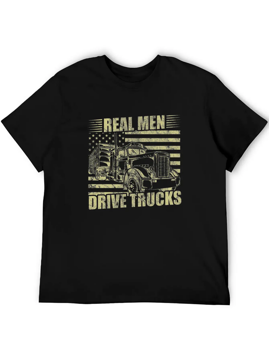 Men Truck Driver Real Men Drive Trucks American Breathable Soft Cotton T-Shirt – Timeless Casual Look