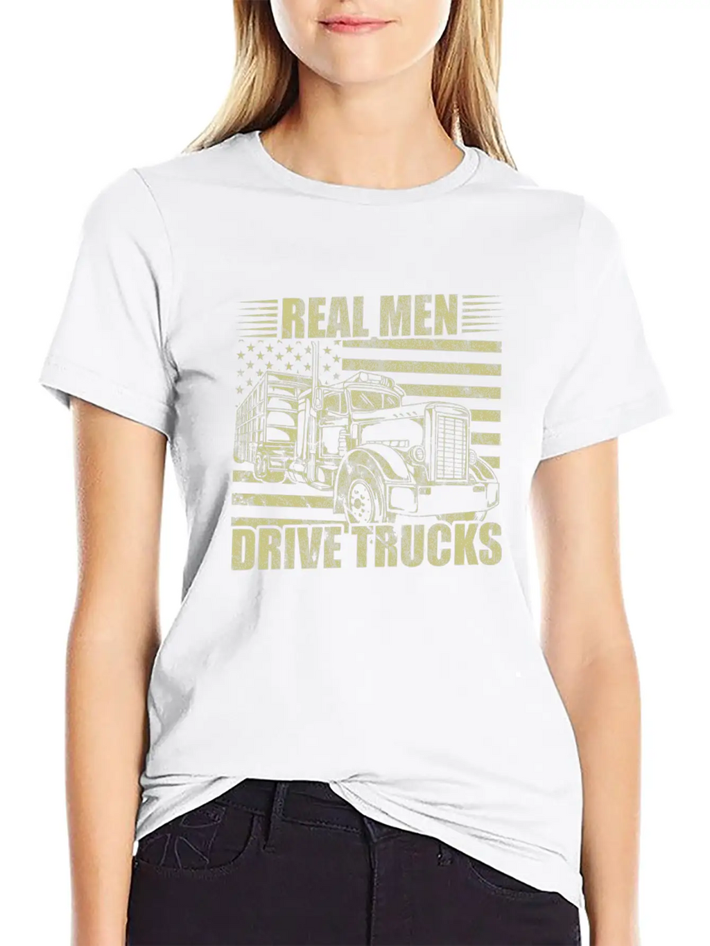Men Truck Driver Real Men Drive Trucks American Breathable Soft Cotton T-Shirt – Timeless Casual Look