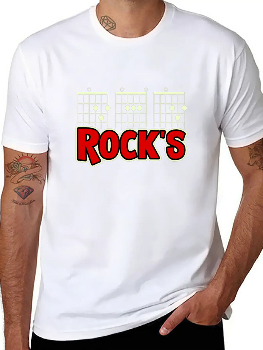 Mens Guitarist Birthday Guitar Chords "DAD Rock's" Basic Graphic T-Shirt – Daily Comfort In Soft Cotton