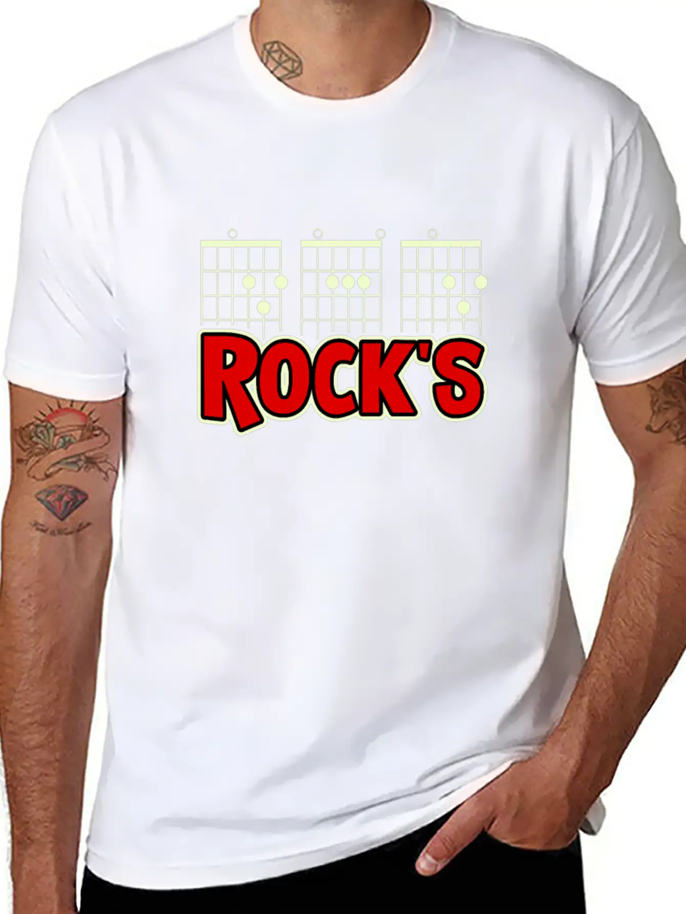 Mens Guitarist Birthday Guitar Chords "DAD Rock's" Basic Graphic T-Shirt – Daily Comfort In Soft Cotton