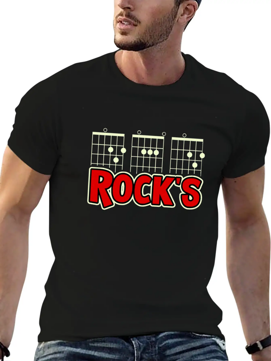 Mens Guitarist Birthday Guitar Chords "DAD Rock's" Basic Graphic T-Shirt – Daily Comfort In Soft Cotton