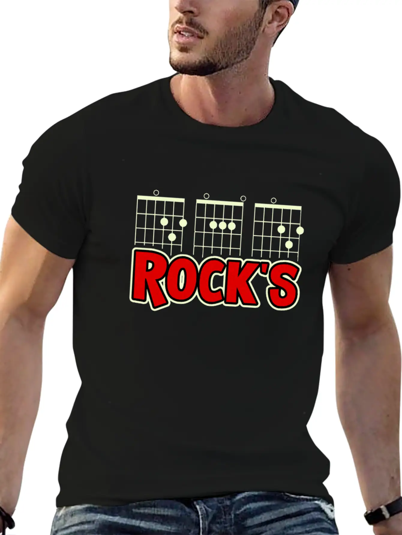 Mens Guitarist Birthday Guitar Chords "DAD Rock's" Basic Graphic T-Shirt – Daily Comfort In Soft Cotton