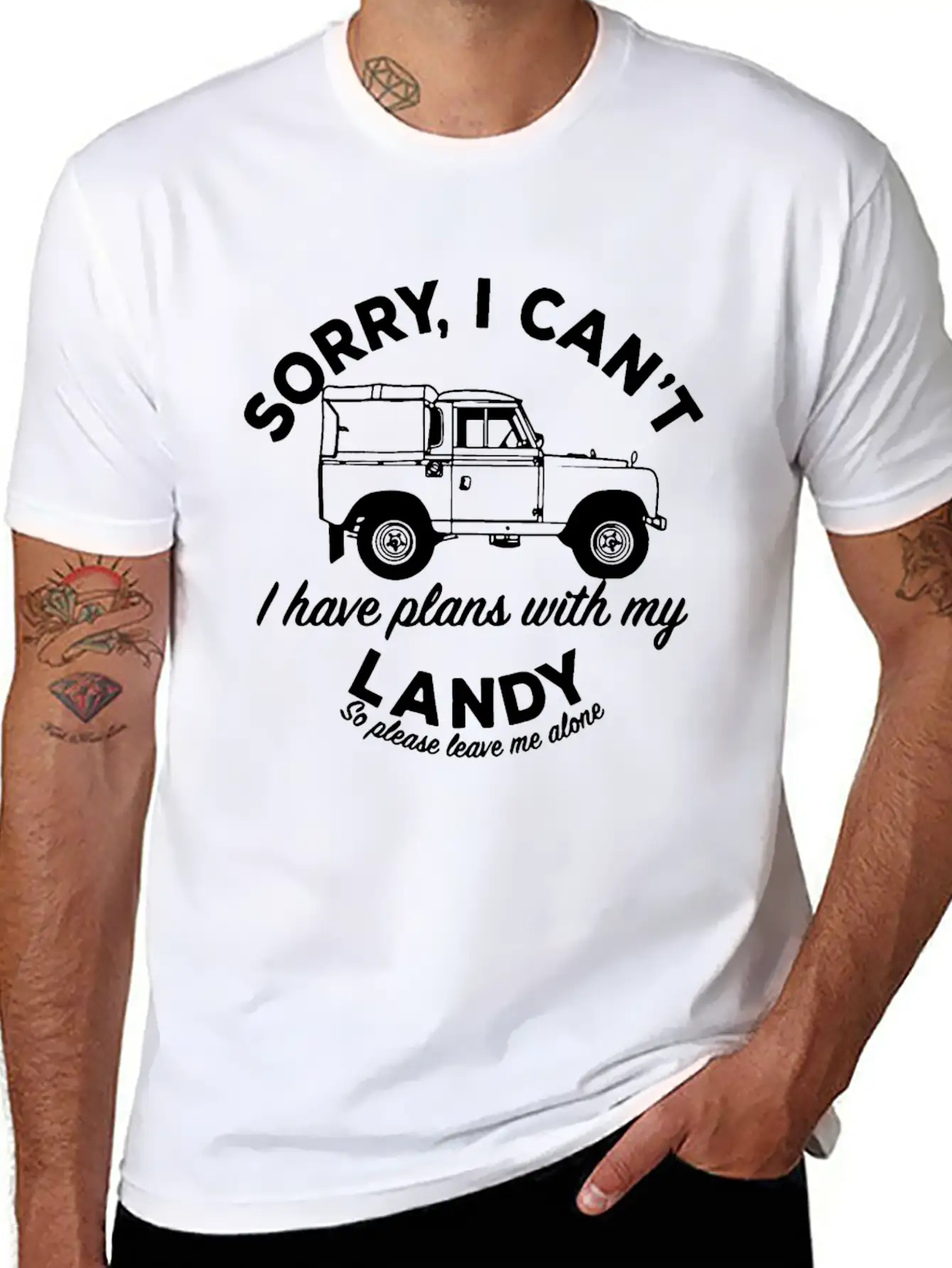 Mens Sorry I Can't Plans With My Landy Breathable Graphic T-Shirt – Perfect For Casual Days