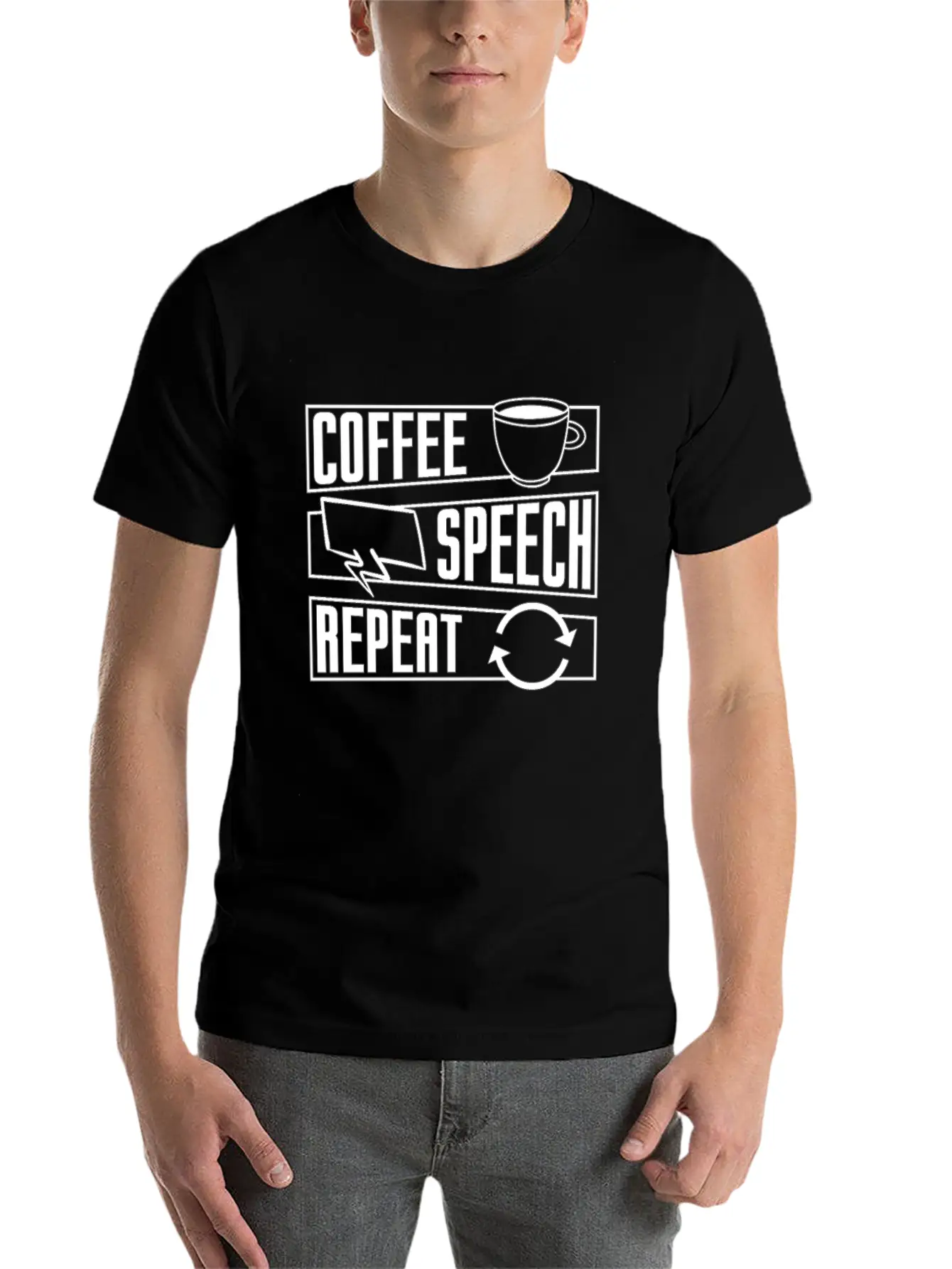Mental Health Coffee Speech Repeat Anxie Anxiety Timeless Short Sleeve Tee – Comfy And Minimalist Design