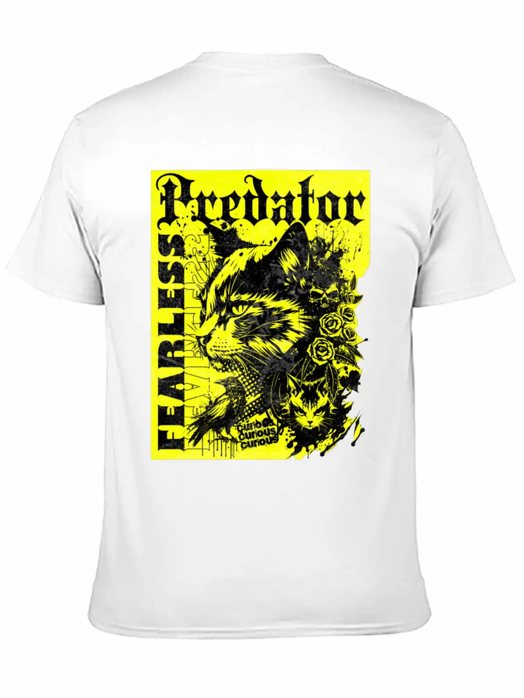 Meow Predator Fearless Cat Breathable Graphic T-Shirt – Perfect For Casual Days