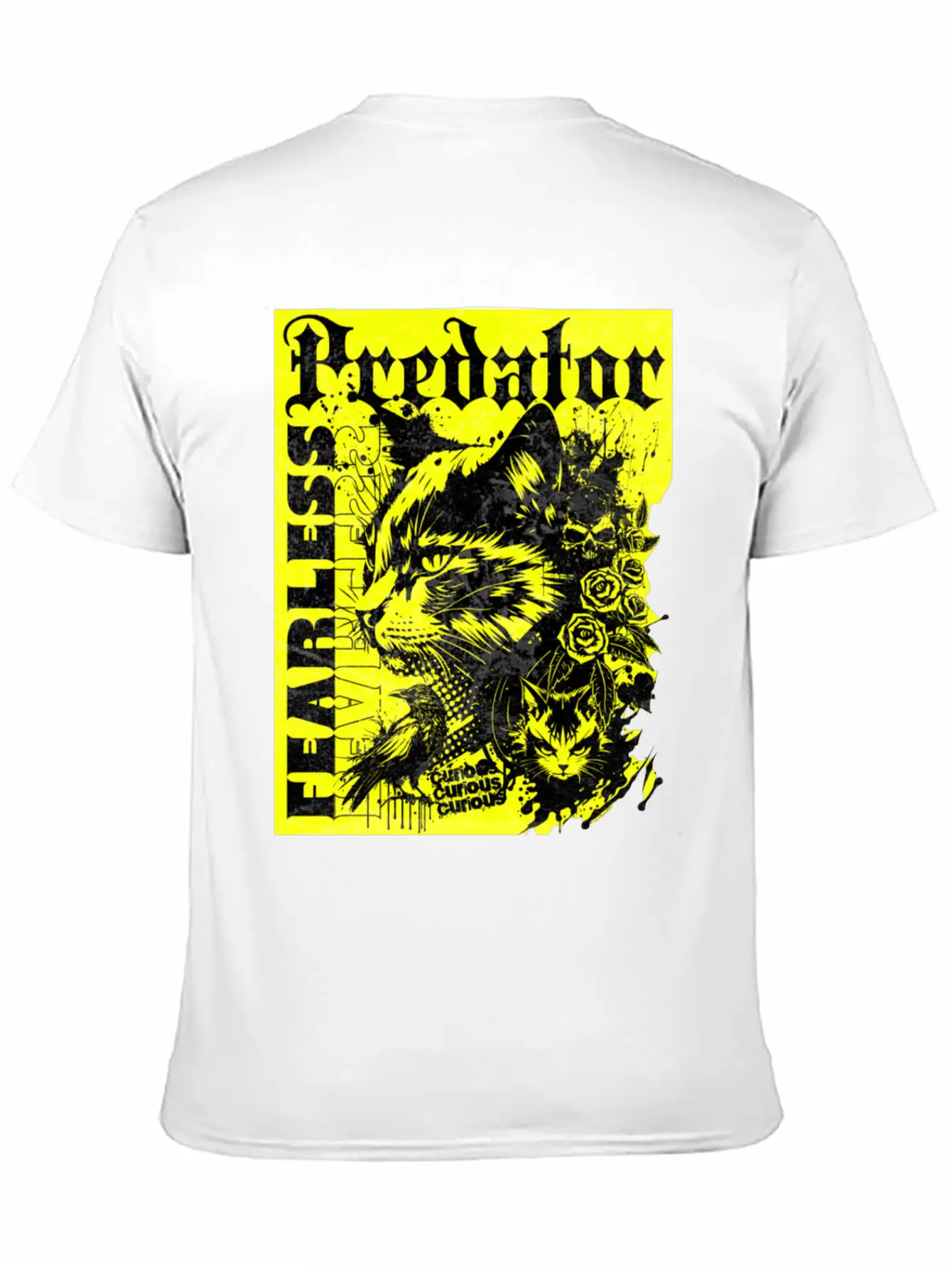 Meow Predator Fearless Cat Breathable Graphic T-Shirt – Perfect For Casual Days