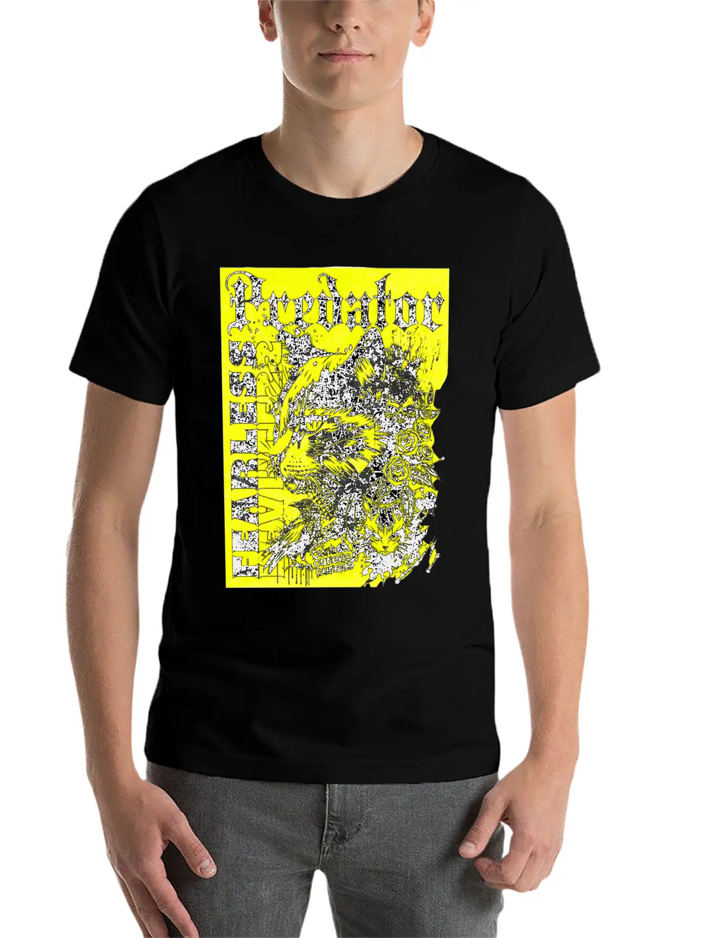 Meow Predator Fearless Cat Breathable Graphic T-Shirt – Perfect For Casual Days