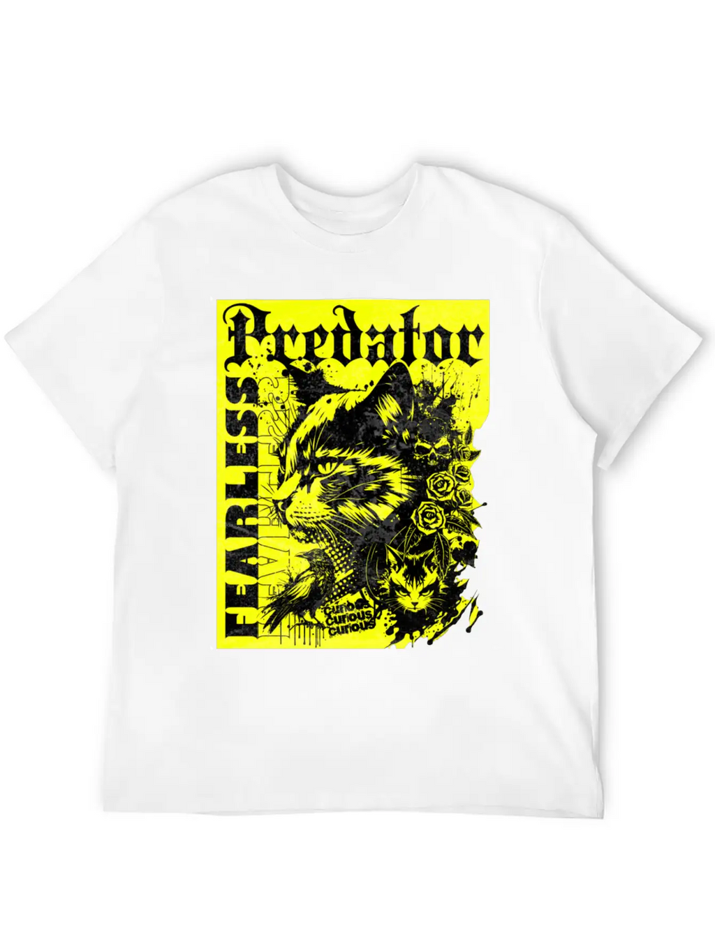 Meow Predator Fearless Cat Breathable Graphic T-Shirt – Perfect For Casual Days